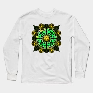 Symmetrical Mandala Green-Yellow Long Sleeve T-Shirt